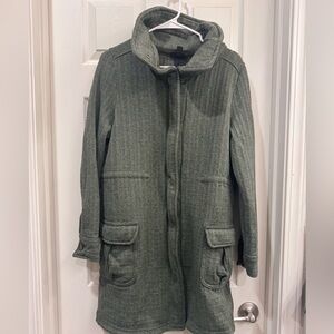 Wool-Blend Hooded Coat in Olive Green